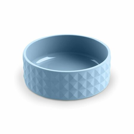 TARHONG Diamond Ceramic Stoneware Pet Bowl Small - Blue Set of 2 CPDMBL3053SB